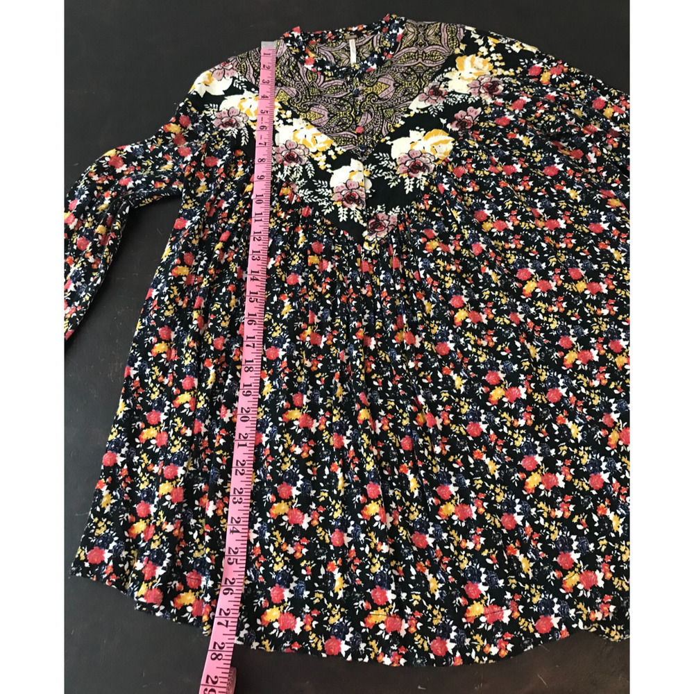 Free People Wildflower Fields Tunic XS Floral Bell Sleeve Boho Top - Picture 7 of 11